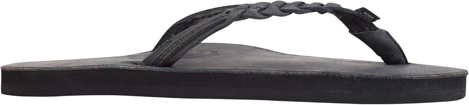 Rainbow Sandals Women’s Flirty Braidy Premier Leather w/Single Braided Strap(Classic Black)