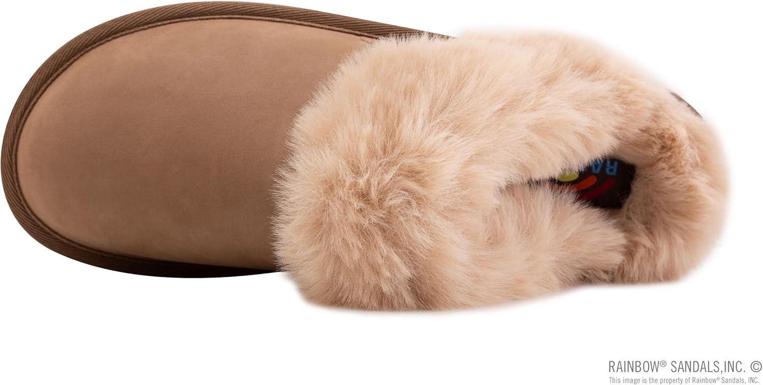 Rainbow Sandals Ladies Sunset Snugs – Premier Leather, Fleece Lined Slipper(Dark Brown)