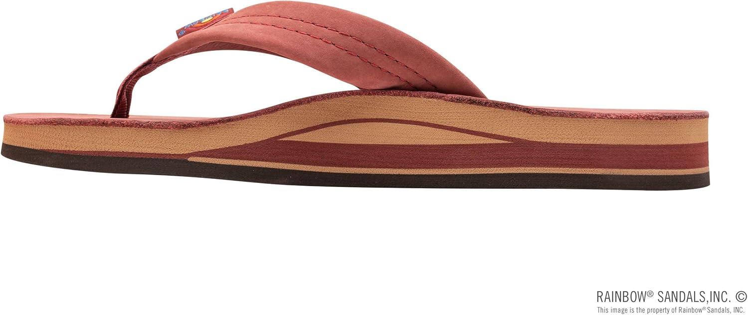 Rainbow Sandals Women’s Double Layer Wide Strap w/Arch(Cognac W/Fawn Midsole)