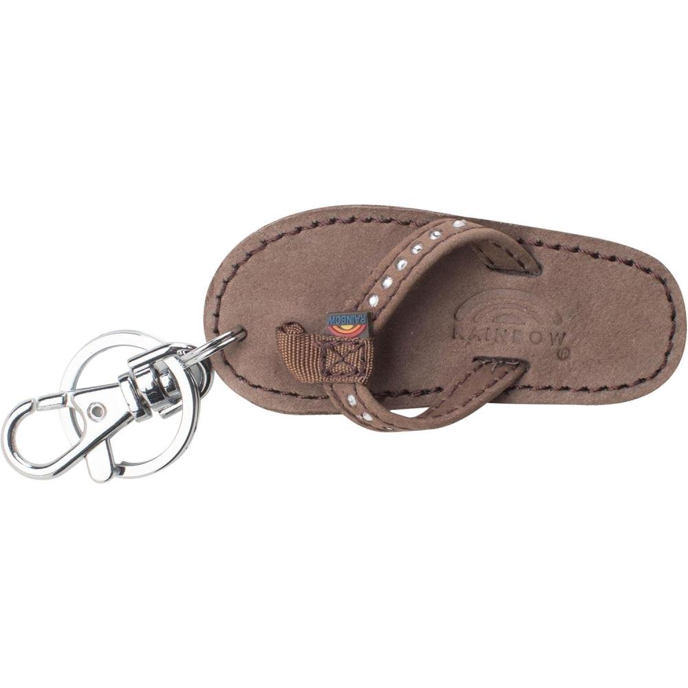 Rainbow Sandals Leather Sandal Key Chain(Crystal / Expresso)