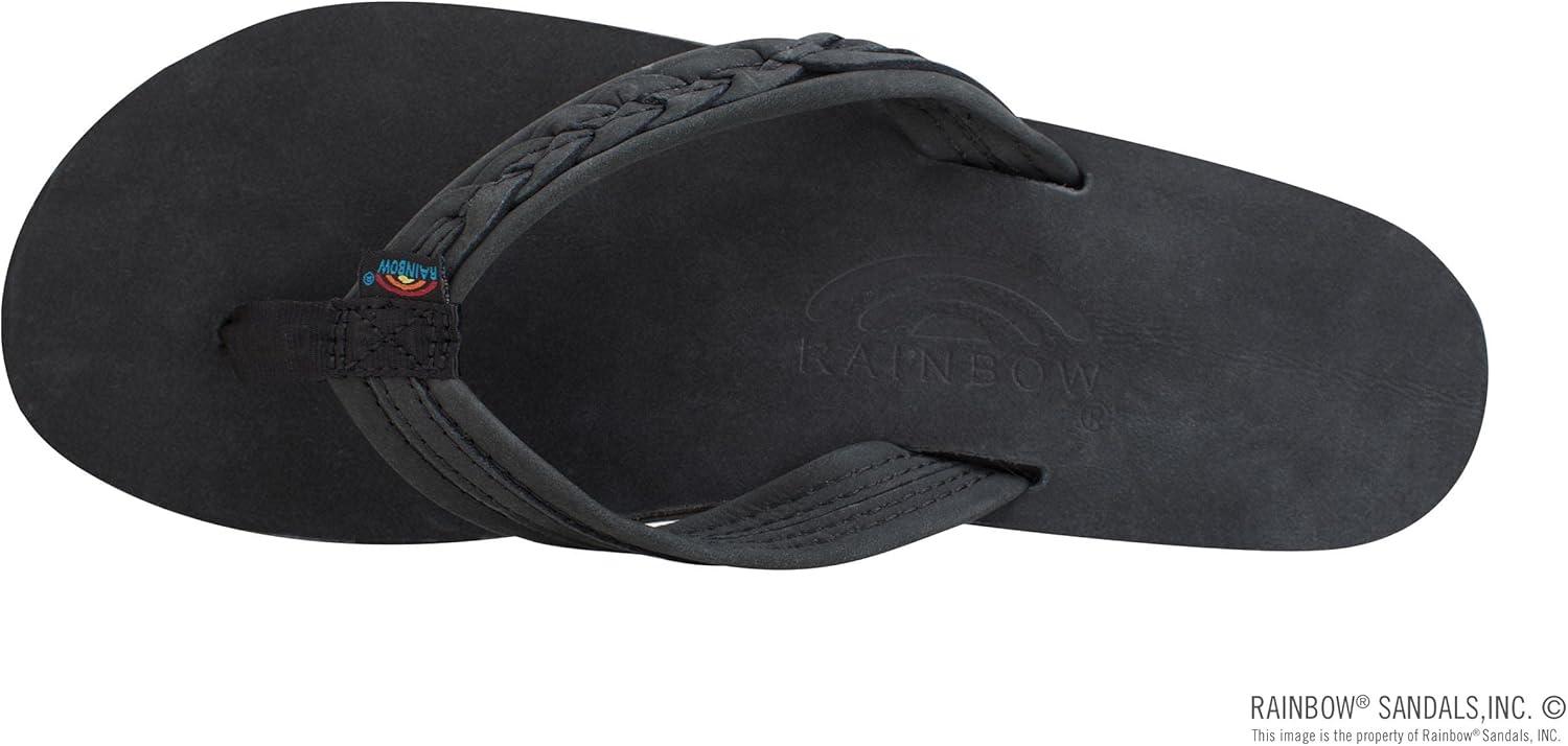 Rainbow Sandals Madison – Single Layer Arch Support with a Braid on a 3/4″ Medium Strap(Premier Black)