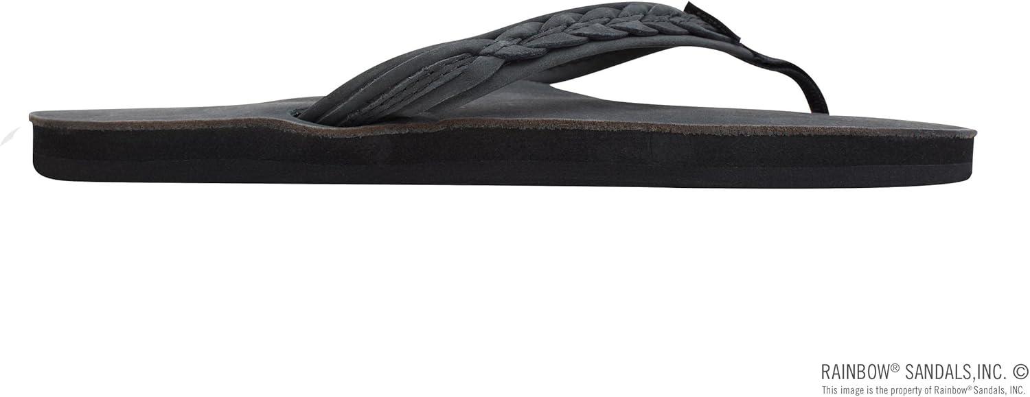 Rainbow Sandals Madison – Single Layer Arch Support with a Braid on a 3/4″ Medium Strap(Premier Black)