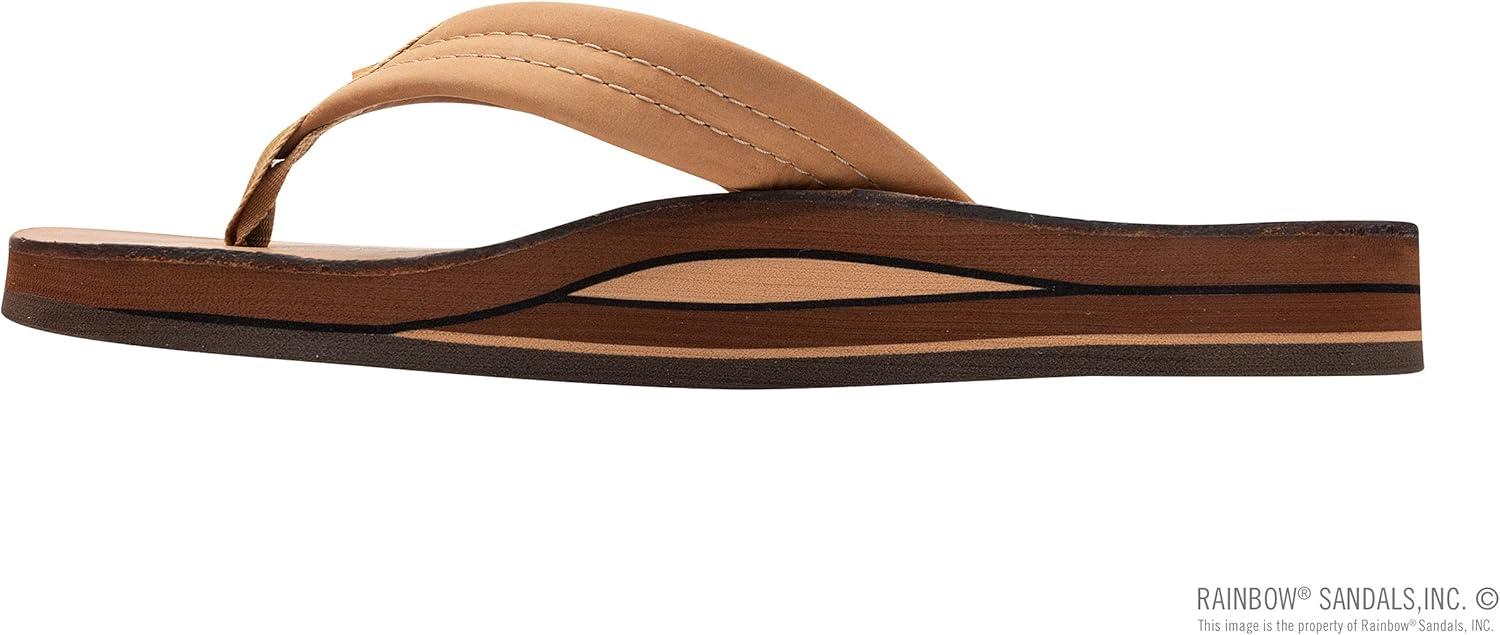 Rainbow Sandals Ladies Luxury Leather – Double Layer Arch Support with 1″ Strap(Buckskin)