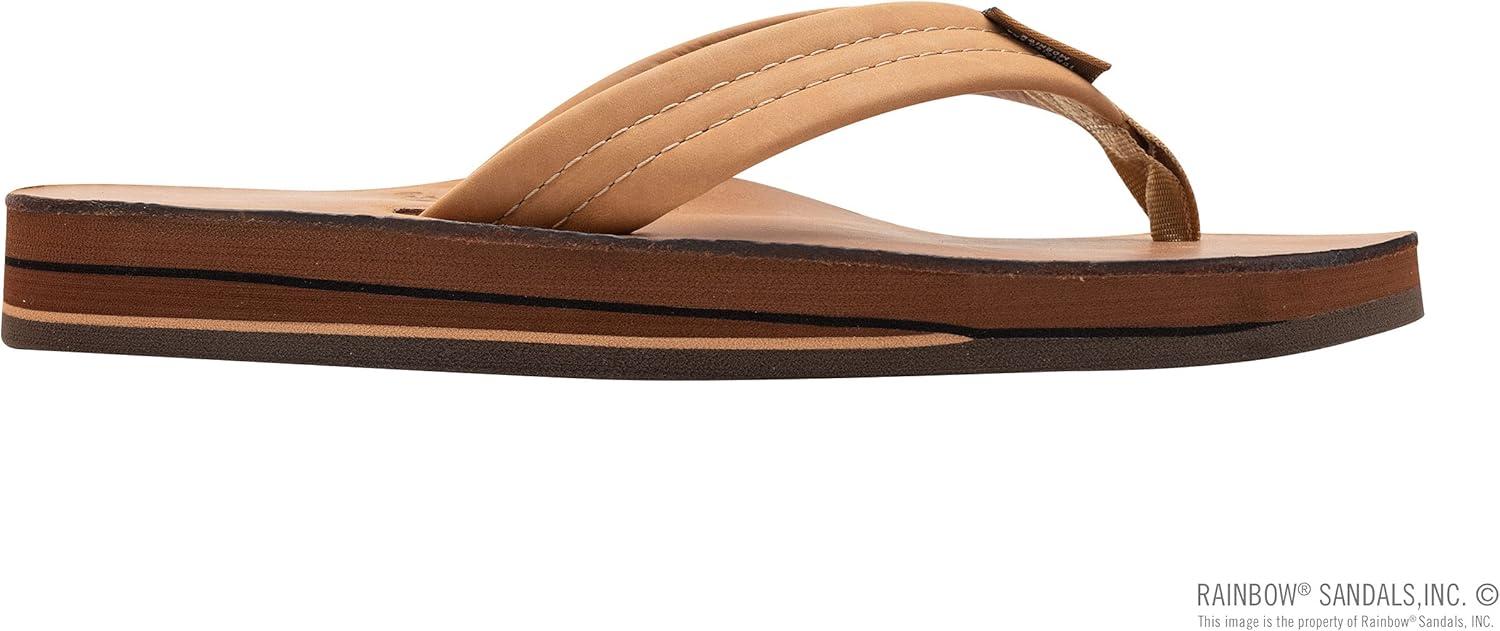 Rainbow Sandals Ladies Luxury Leather – Double Layer Arch Support with 1″ Strap(Buckskin)