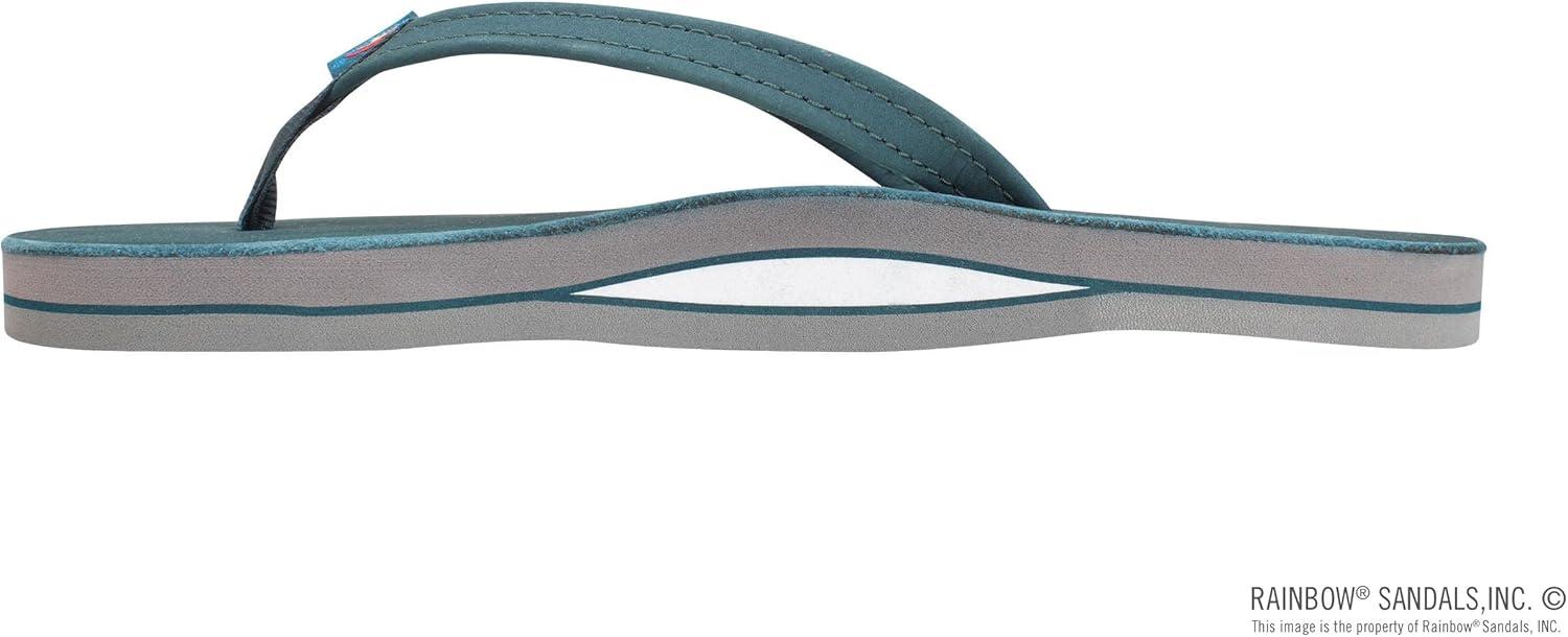 Rainbow Sandals Women’s Single Layer Leather Sandal Narrow Strap(Turquoise Grey)