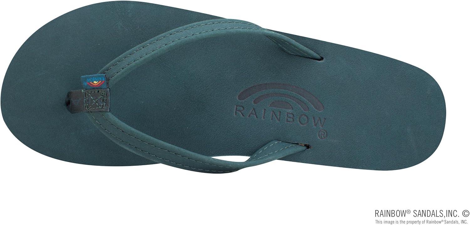 Rainbow Sandals Women’s Single Layer Leather Sandal Narrow Strap(Turquoise Grey)