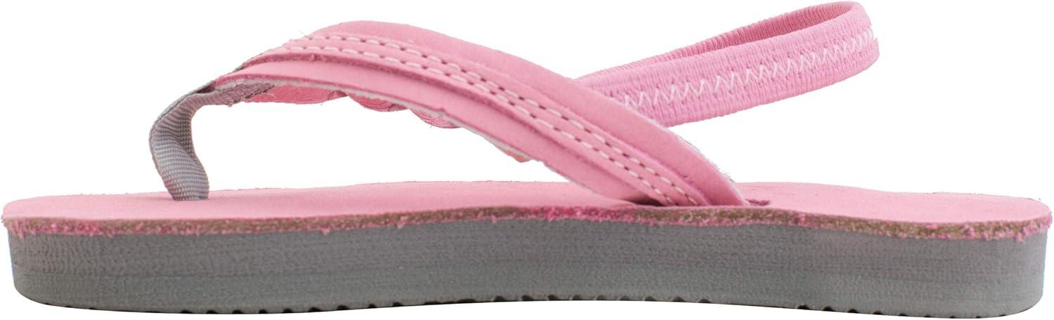 Rainbow Sandals Kid’s Single Layer Premier Leather Flirty Braidy(Pink/Grey With Backstrap)