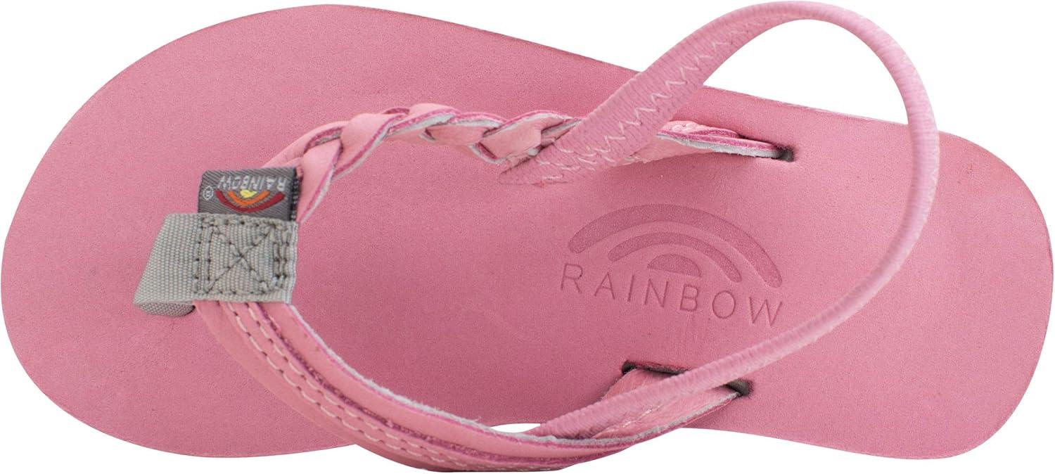 Rainbow Sandals Kid’s Single Layer Premier Leather Flirty Braidy(Pink/Grey With Backstrap)