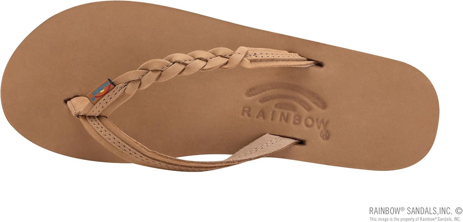Rainbow Sandals Women’s Double Layer Flirty Braidy Premier Leather w/Single Braided Strap(Sierra Brown)