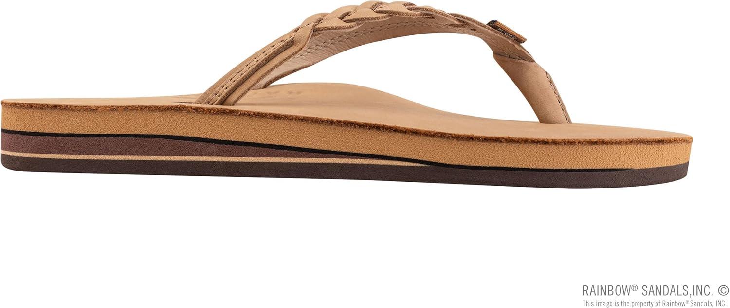 Rainbow Sandals Women’s Double Layer Flirty Braidy Premier Leather w/Single Braided Strap(Sierra Brown)