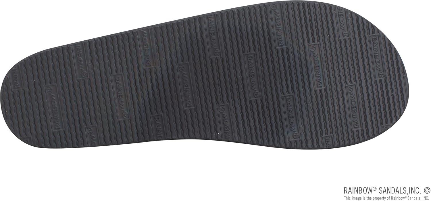 Rainbow Sandals Women’s Single Layer Hemp, Black w/Rasta Mid Sole, Ladies, Medium 6.5-7.5 D(M) US