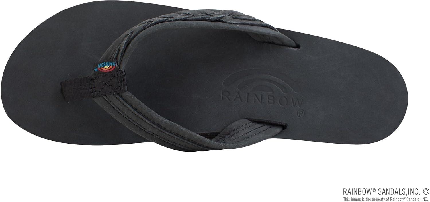 Rainbow Sandals Madison – Double Layer Arch Support with a Braid on a 3/4″ Medium Strap(Premier Black)