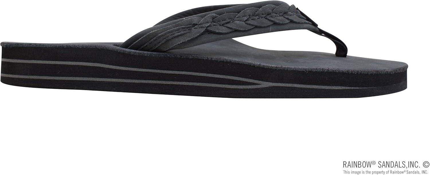 Rainbow Sandals Madison – Double Layer Arch Support with a Braid on a 3/4″ Medium Strap(Premier Black)