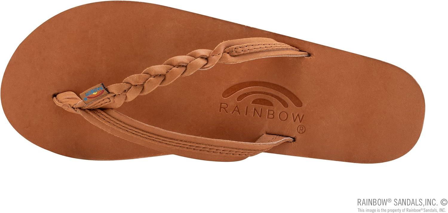 Rainbow Sandals Women’s Flirty Braidy Premier Leather w/Single Braided Strap(Caramel)