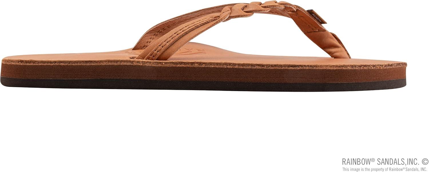 Rainbow Sandals Women’s Flirty Braidy Premier Leather w/Single Braided Strap(Caramel)