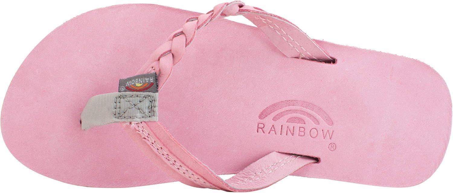 Rainbow Sandals Kid’s Single Layer Premier Leather Flirty Braidy(Pink/Grey)