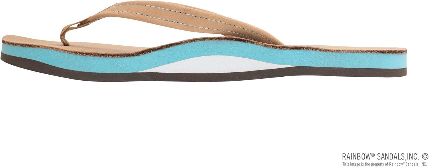 Rainbow Sandals Women’s Single Layer Leather Sandal Narrow Strap(Sierra Brown-ocean)
