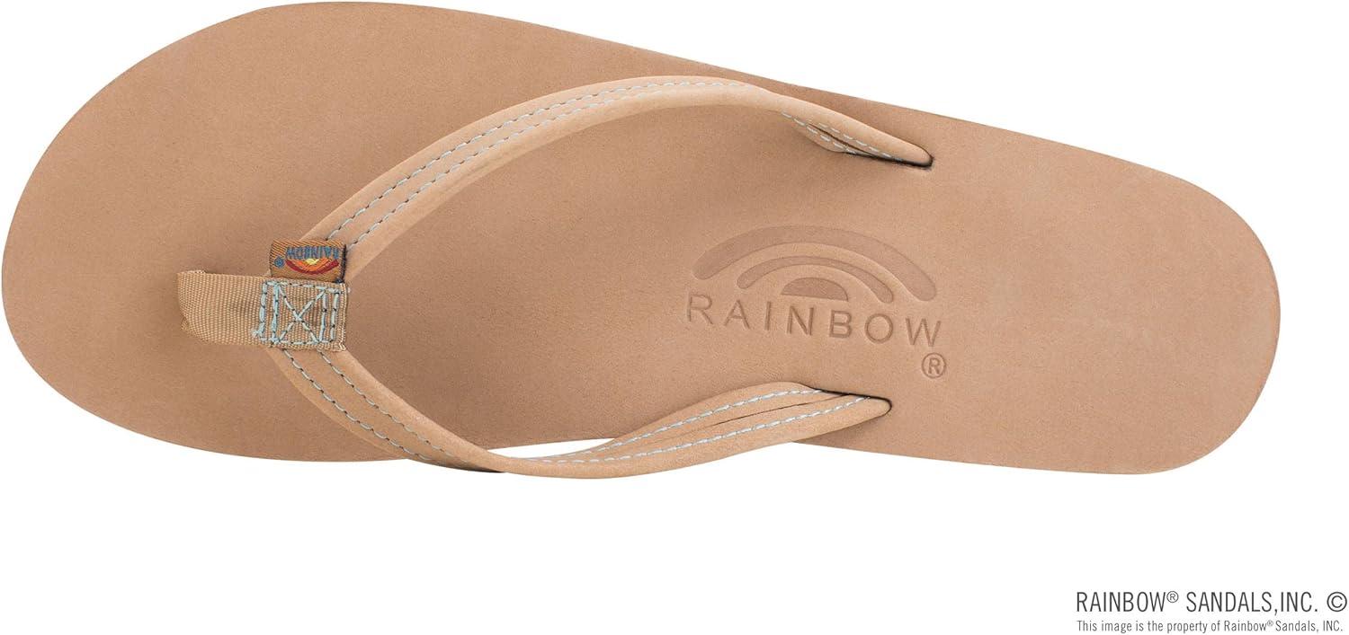 Rainbow Sandals Women’s Single Layer Leather Sandal Narrow Strap(Sierra Brown-ocean)