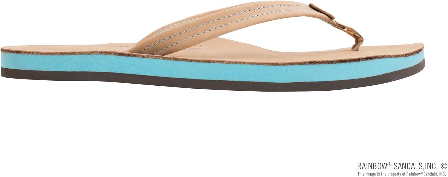 Rainbow Sandals Women’s Single Layer Leather Sandal Narrow Strap(Sierra Brown-ocean)
