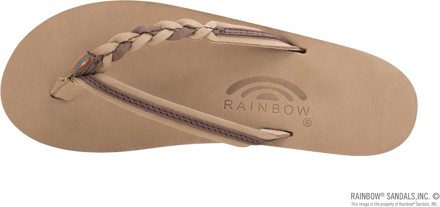 Rainbow Sandals Women’s Flirty Braidy Premier Leather w/Single Braided Strap(Sierra Brown/Expresso)