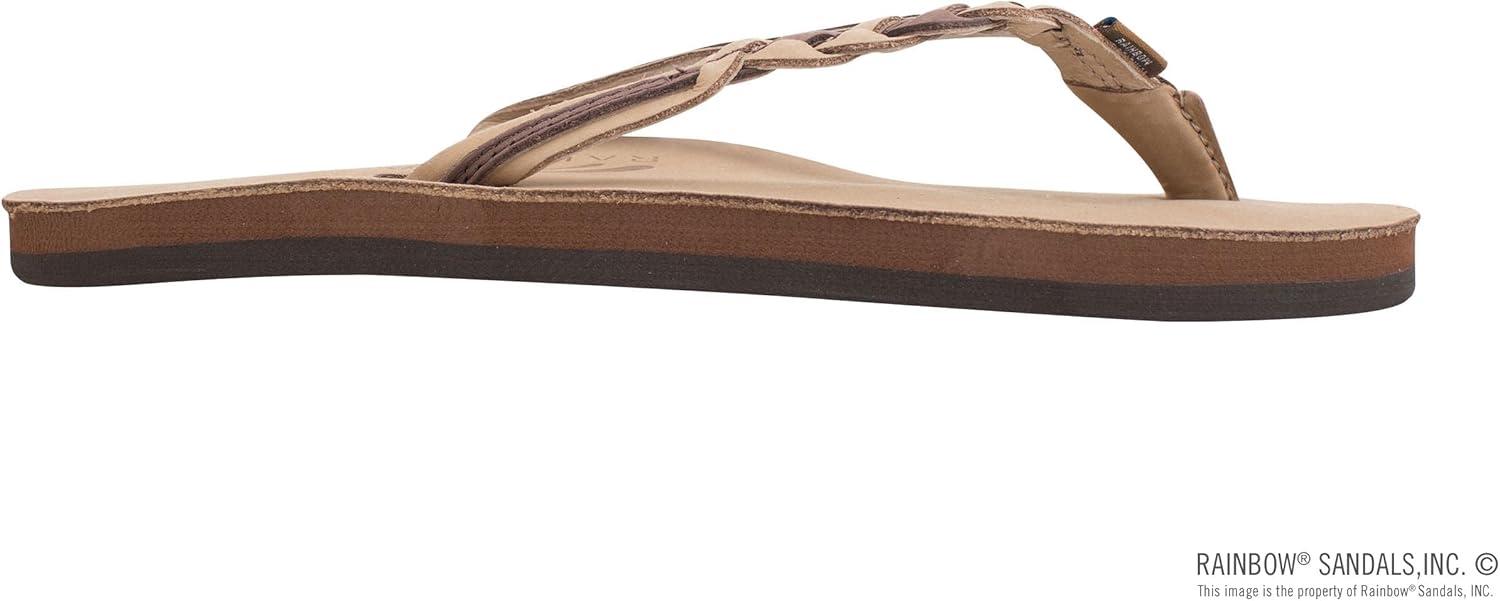 Rainbow Sandals Women’s Flirty Braidy Premier Leather w/Single Braided Strap(Sierra Brown/Expresso)