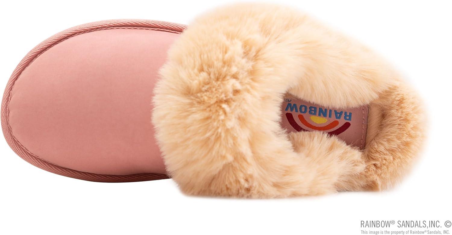 Rainbow Sandals Ladies Sunset Snugs – Premier Leather, Fleece Lined Slipper(Pink/Cream)