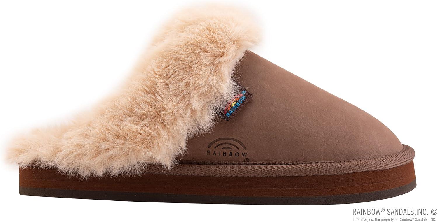 Rainbow Sandals Ladies Sunset Snugs – Premier Leather, Fleece Lined Slipper(Expresso)