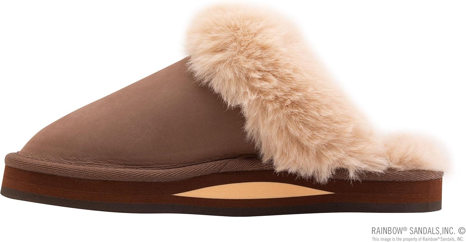Rainbow Sandals Ladies Sunset Snugs – Premier Leather, Fleece Lined Slipper(Expresso)