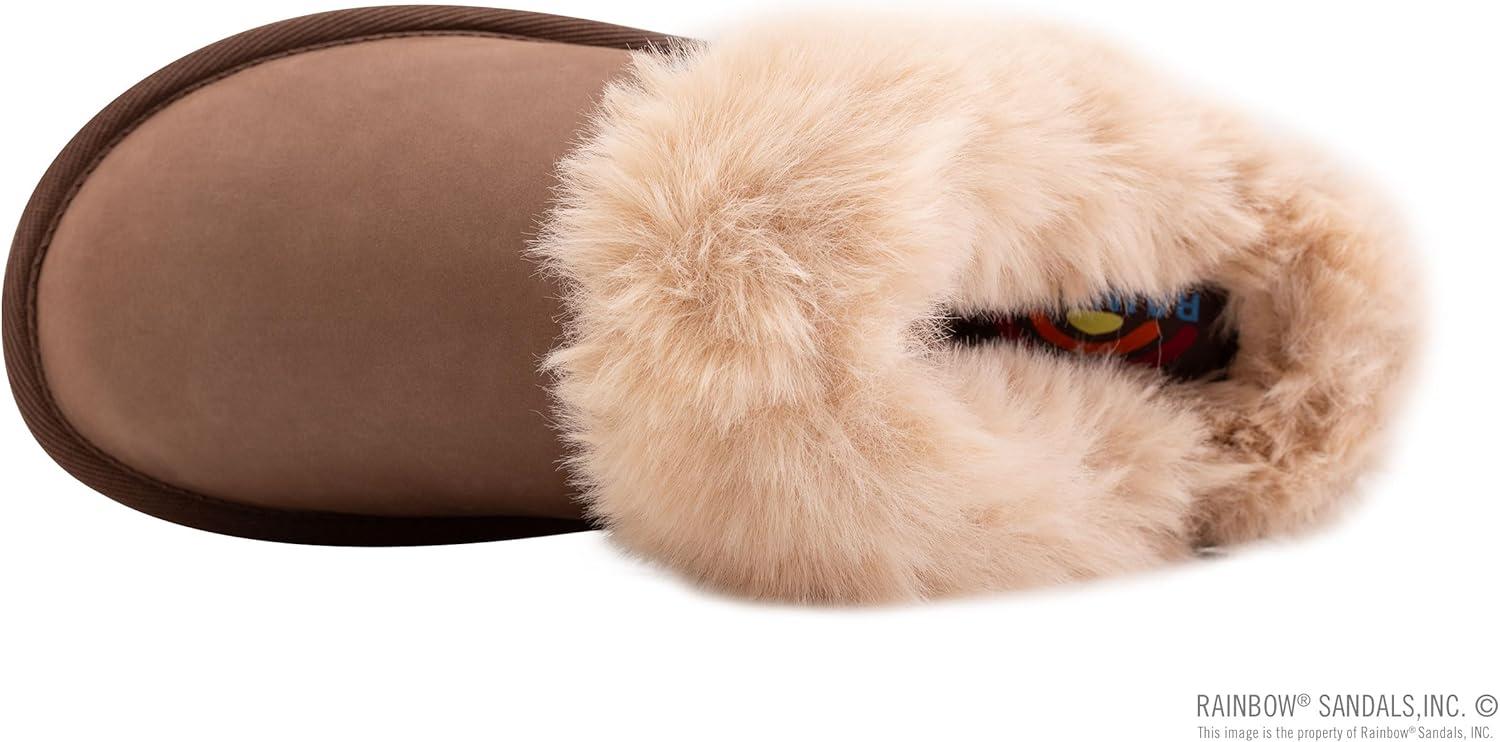 Rainbow Sandals Ladies Sunset Snugs – Premier Leather, Fleece Lined Slipper(Expresso)
