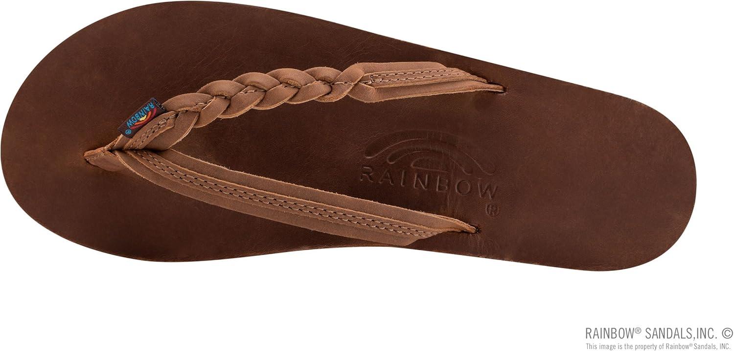 Rainbow Sandals Women’s Flirty Braidy Premier Leather w/Single Braided Strap(Redwood)