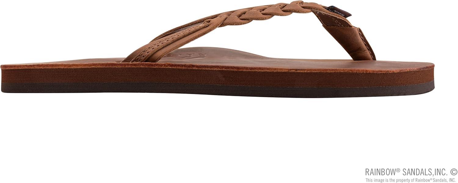 Rainbow Sandals Women’s Flirty Braidy Premier Leather w/Single Braided Strap(Redwood)