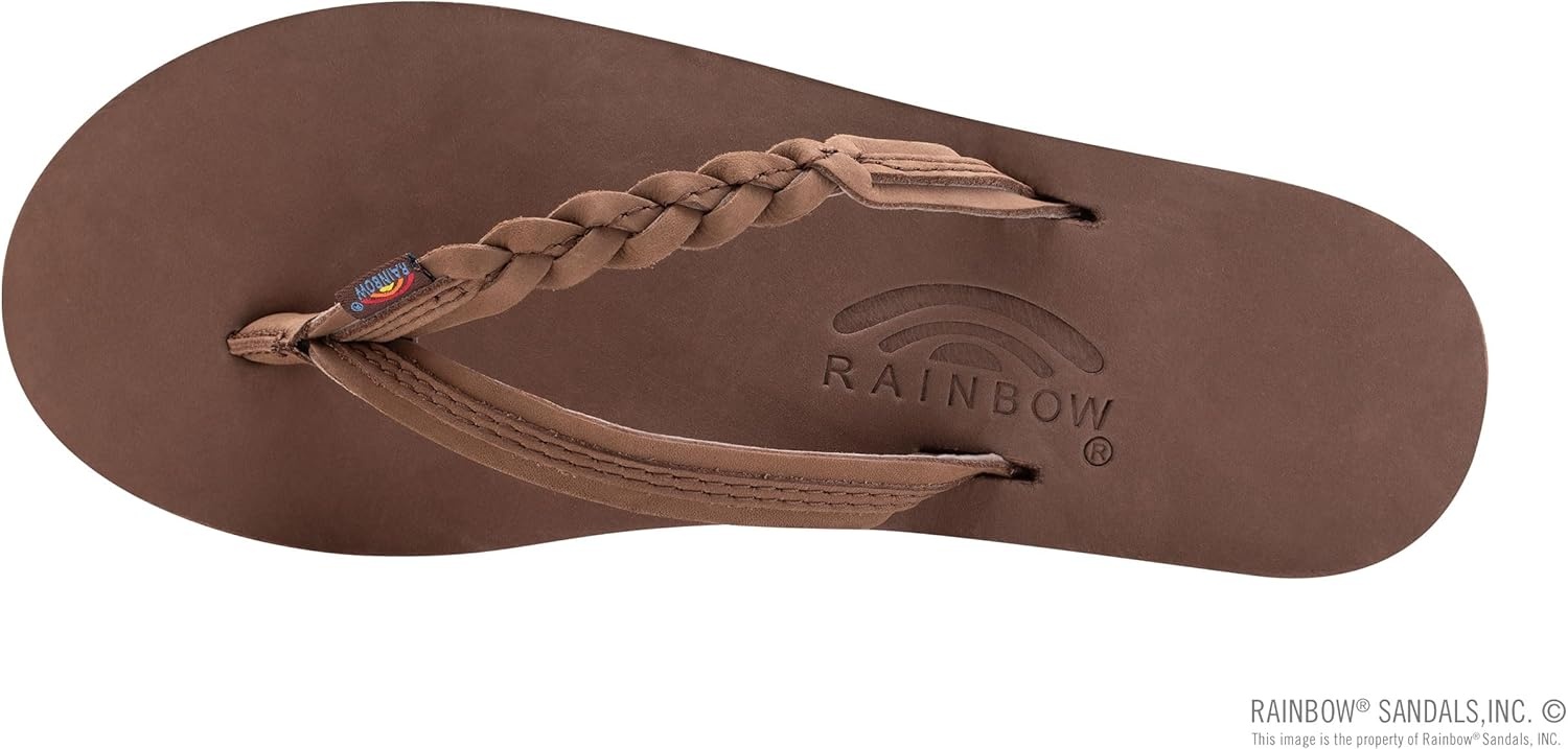 Rainbow Sandals Women’s Double Layer Flirty Braidy Premier Leather w/Single Braided Strap(Expresso)