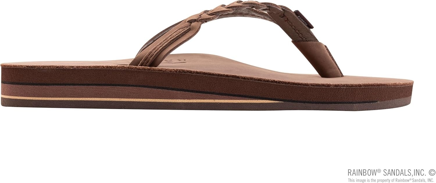 Rainbow Sandals Women’s Double Layer Flirty Braidy Premier Leather w/Single Braided Strap(Expresso)