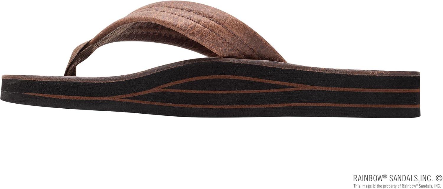 Rainbow Sandals Ladies Luxury Leather – Double Layer Arch Support with 1″ Strap(Oak)