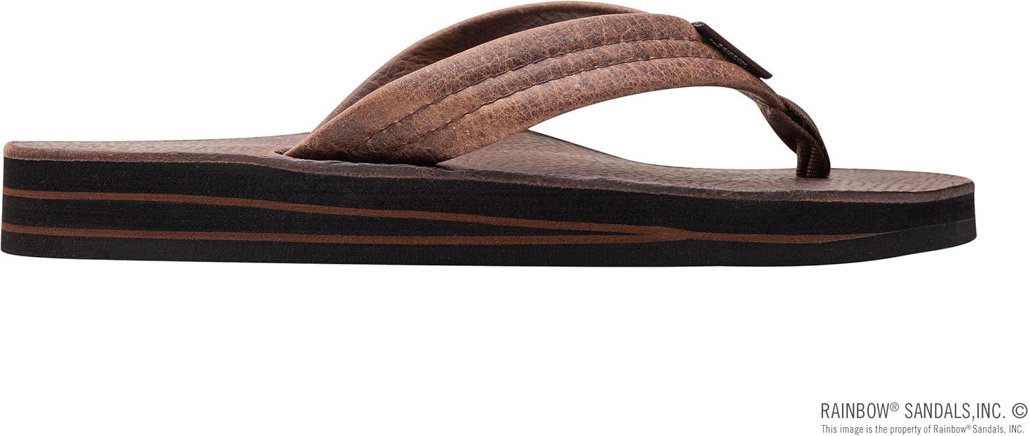 Rainbow Sandals Ladies Luxury Leather – Double Layer Arch Support with 1″ Strap(Oak)
