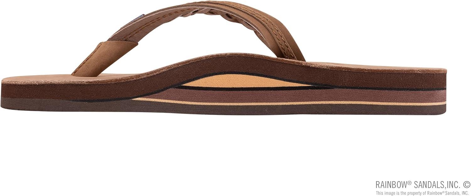 Rainbow Sandals Women’s Double Layer Flirty Braidy Premier Leather w/Single Braided Strap(Dark Brown)