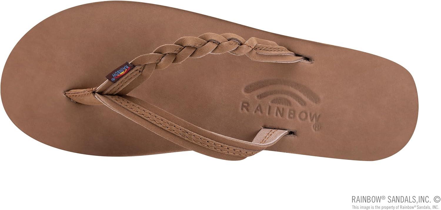 Rainbow Sandals Women’s Double Layer Flirty Braidy Premier Leather w/Single Braided Strap(Dark Brown)