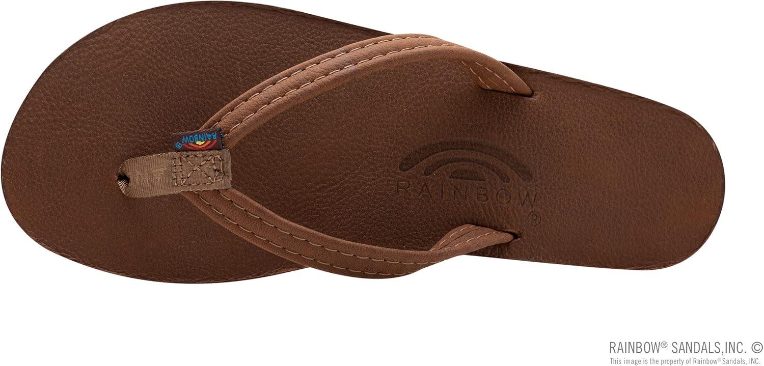 Rainbow Sandals Ladies Luxury Leather – Single Layer Arch Support With 1/2″ Narrow Strap(Pecan)