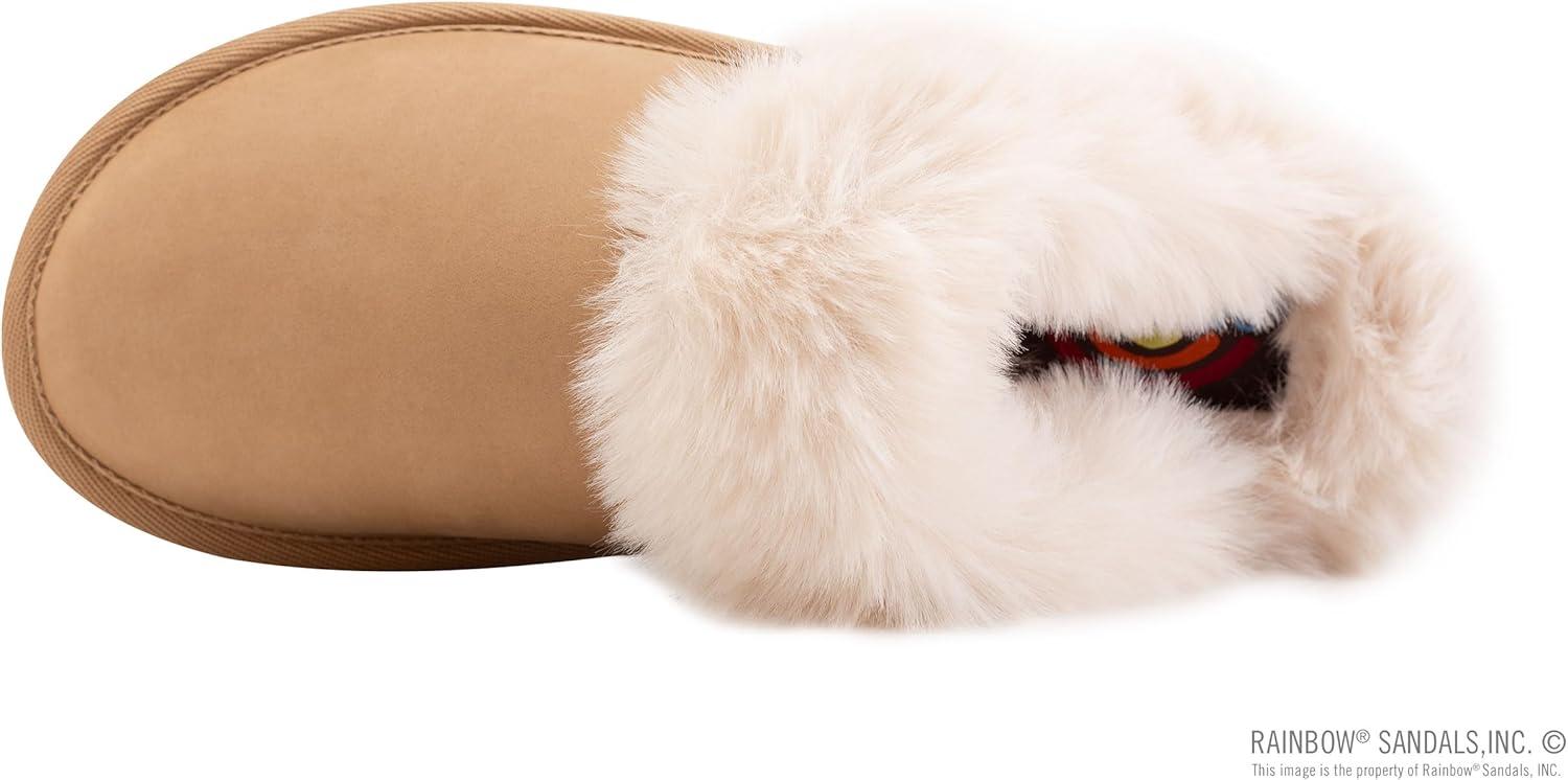 Rainbow Sandals Ladies Sunset Snugs – Premier Leather, Fleece Lined Slipper(Sierra Brown)