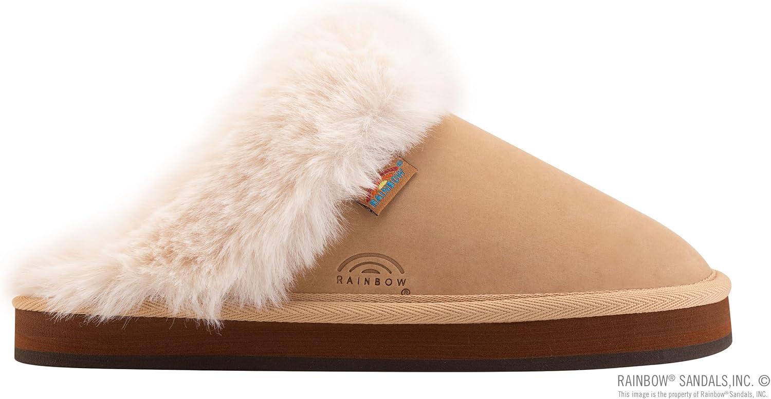 Rainbow Sandals Ladies Sunset Snugs – Premier Leather, Fleece Lined Slipper(Sierra Brown)
