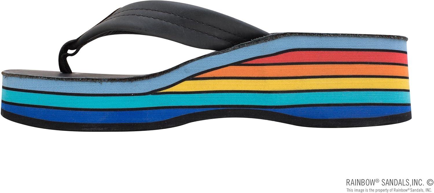 Rainbow Sandals Women’s Six Layer Classic Wedge Sandal 1″ Strap(Black)