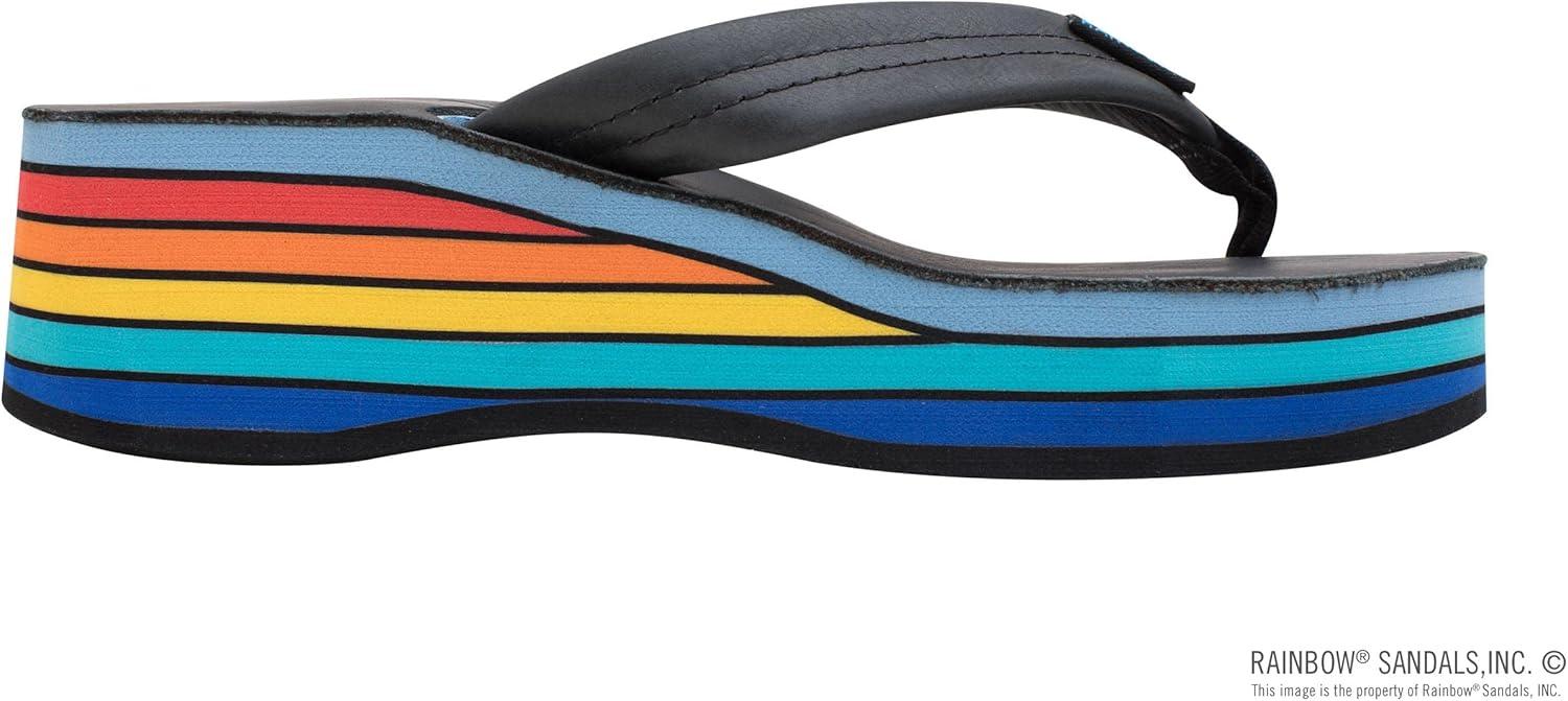 Rainbow Sandals Women’s Six Layer Classic Wedge Sandal 1″ Strap(Black)