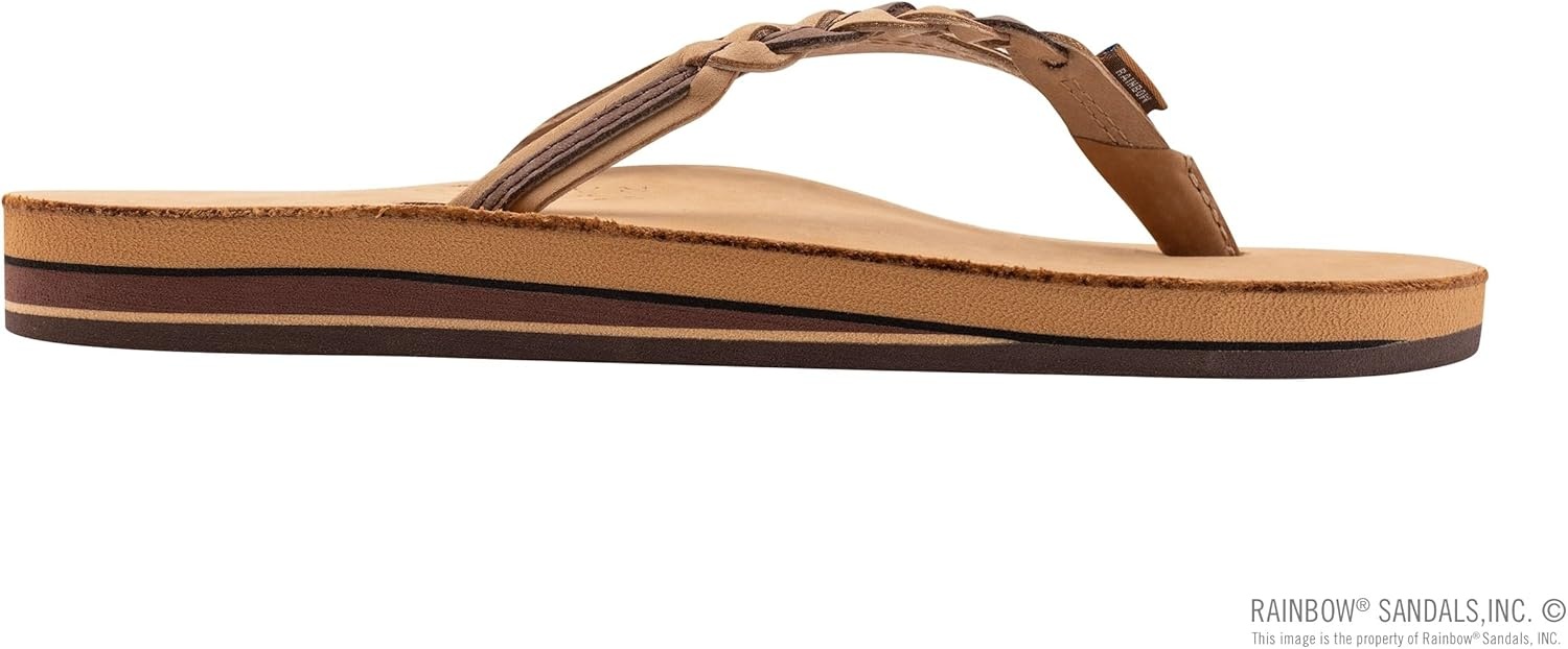 Rainbow Sandals Women’s Double Layer Flirty Braidy Premier Leather w/Single Braided Strap(Sierra Brown/Expresso)
