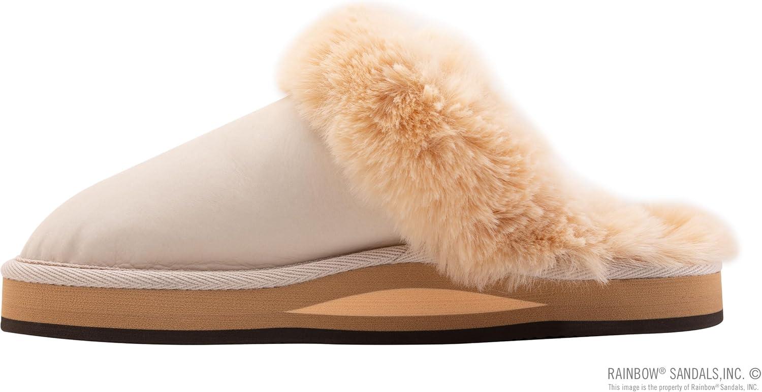 Rainbow Sandals Ladies Sunset Snugs – Premier Leather, Fleece Lined Slipper(Sand)