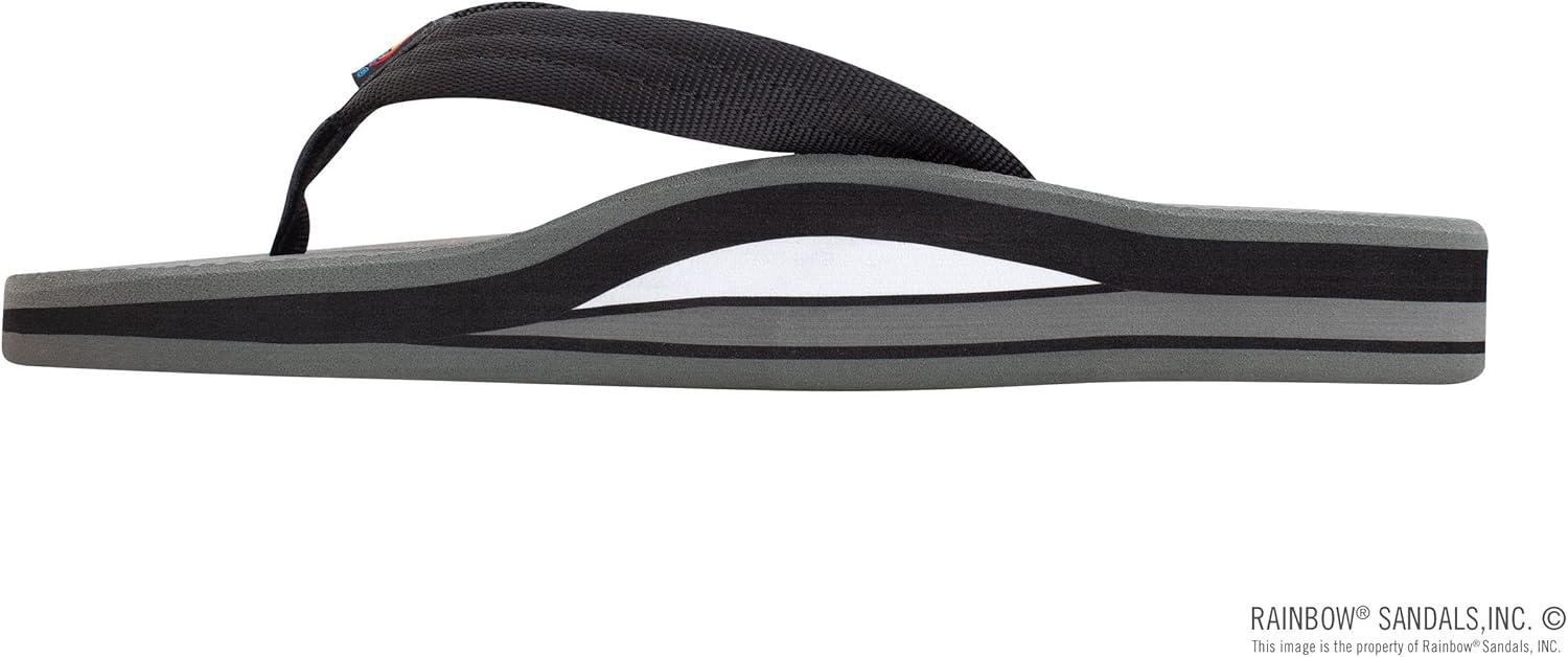 Rainbow Sandals Womens’s Double Layer Soft Top 1″ EVA Rubber Filled Nylon Strap(Black/Grey)