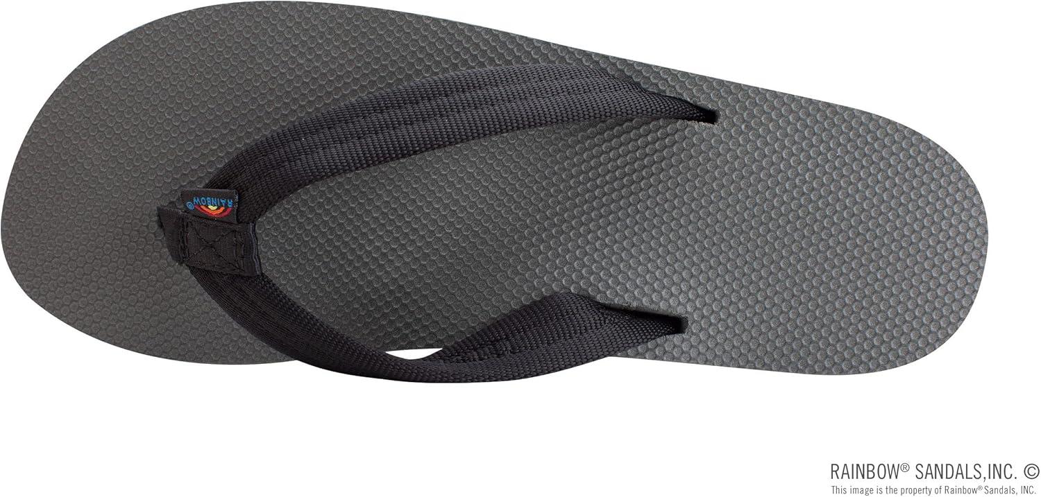Rainbow Sandals Womens’s Double Layer Soft Top 1″ EVA Rubber Filled Nylon Strap(Black/Grey)