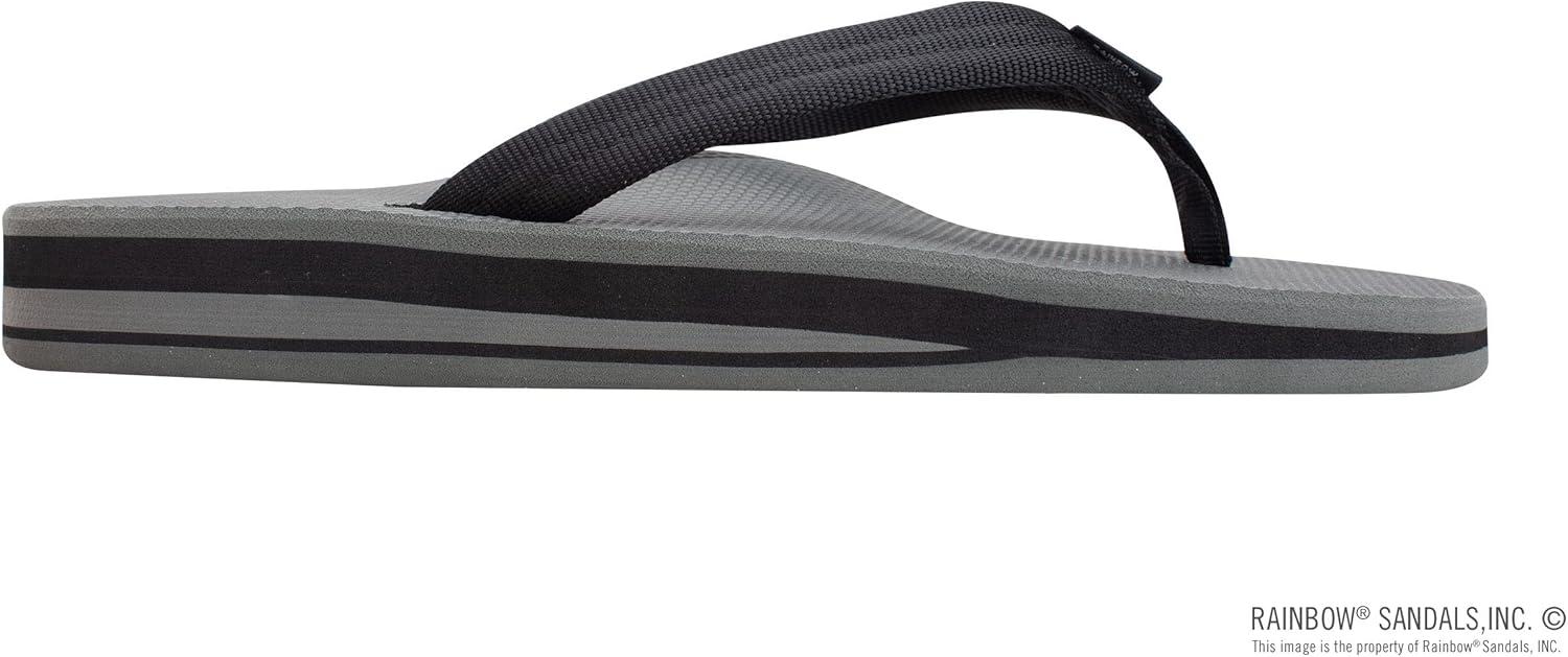 Rainbow Sandals Womens’s Double Layer Soft Top 1″ EVA Rubber Filled Nylon Strap(Black/Grey)