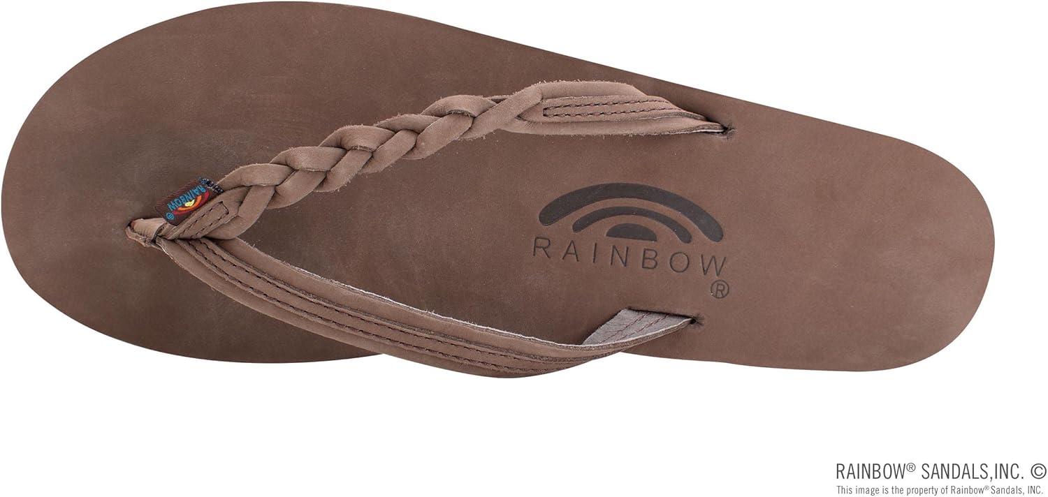 Rainbow Sandals Women’s Flirty Braidy Premier Leather w/Single Braided Strap(Expresso)