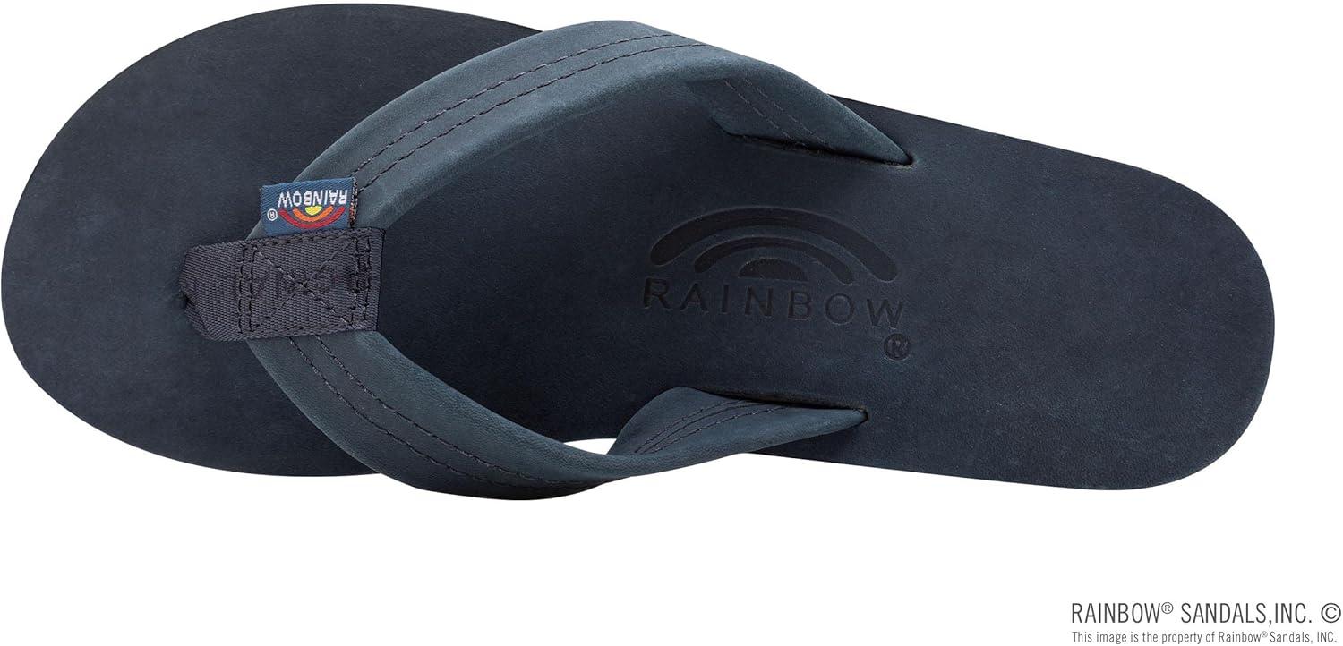 Rainbow Sandals Women’s Double Layer Wide Strap w/Arch(Navy W/Fawn Midsole)