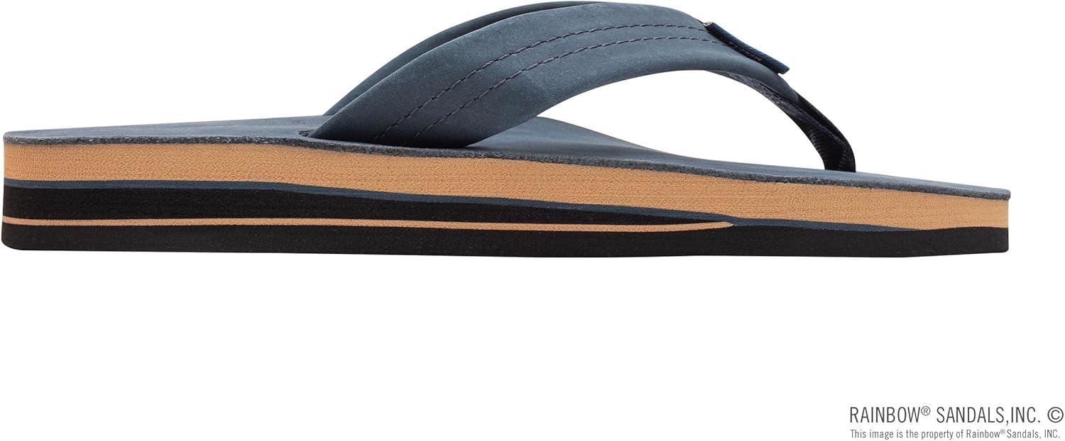 Rainbow Sandals Women’s Double Layer Wide Strap w/Arch(Navy W/Fawn Midsole)
